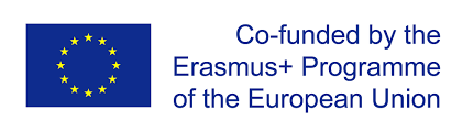 The EU flag in dark blue with twelve yellow stars. Text saying Co-funded by the Erasmus+ Programme of the European Union
