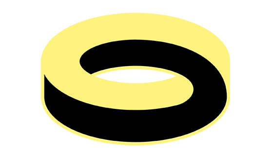 Circle formation in yellow and black. Illustration.