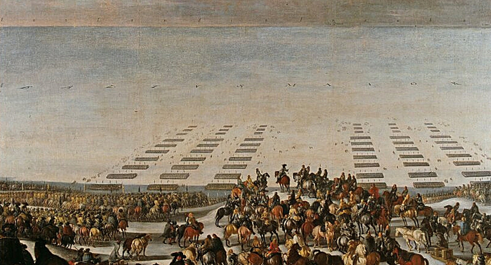 Swedish troops crossing the frozen Belt in 1658 