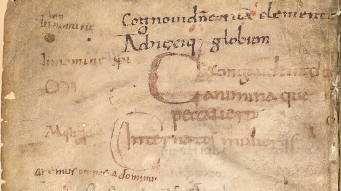 Utsnitt av et middelaldermanuskript.