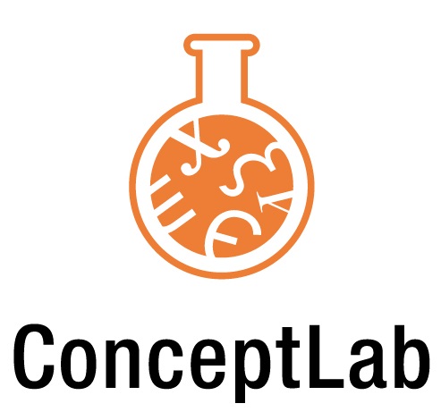 Logo for ConceptLab. A laboratory flask filled with mathematical formulas.