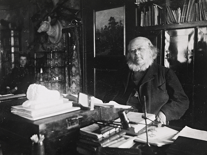 Peter Christen Asbjørnsen in his study. Photo.  