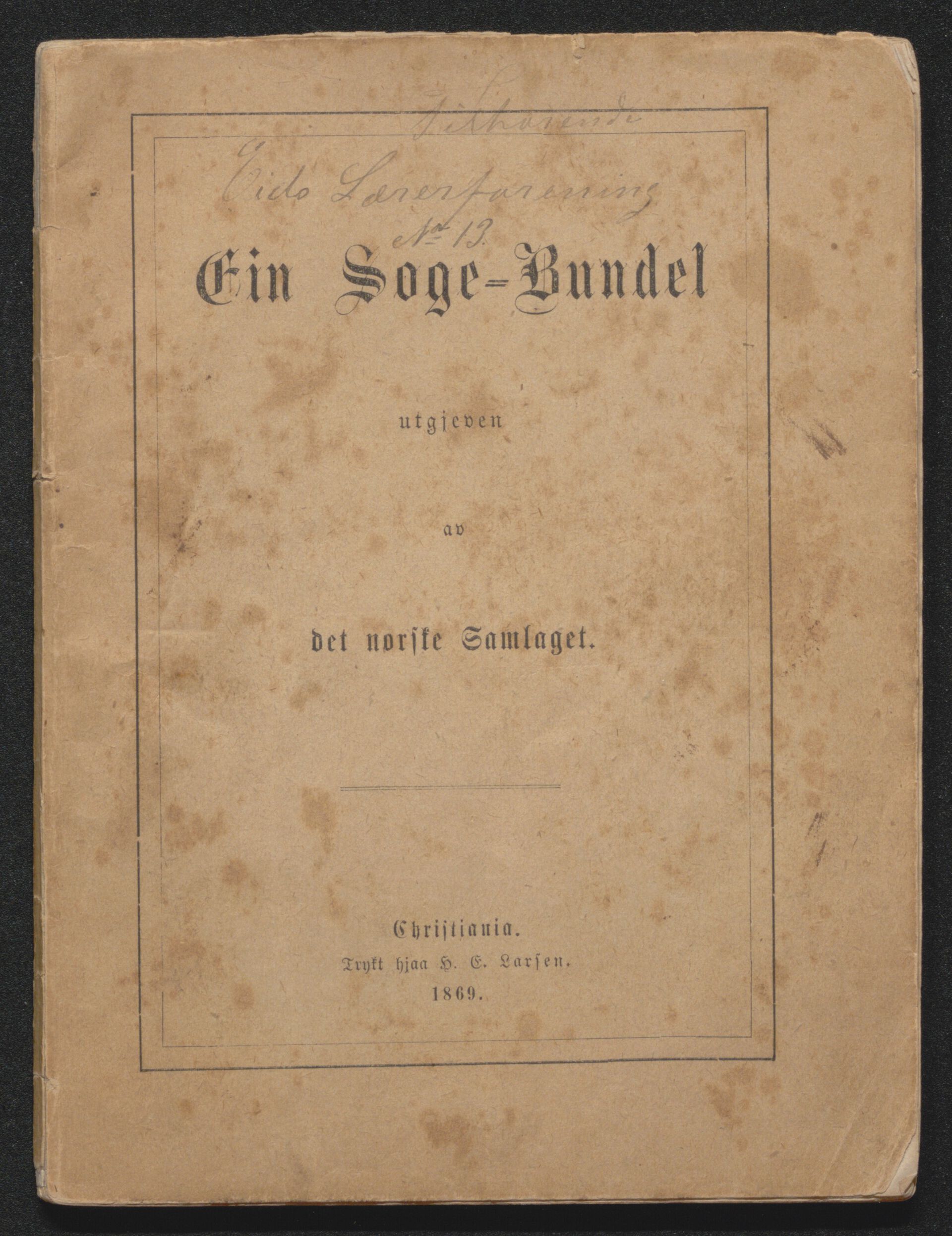 Faksimile av forsiden til Ein Soge-Bundel