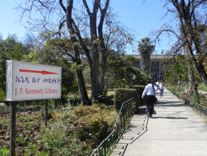 The walking path to John F. Kennedy Memorial Main Library at Addis Ababa University