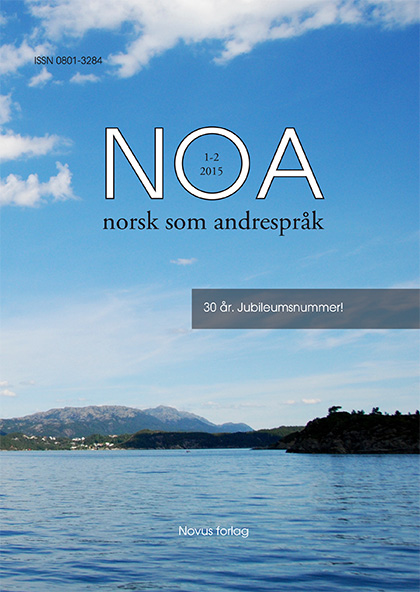 NOA. Norsk som andrespråk. 1-2, 2015. Forside tidsskrift. Illustrasjon.