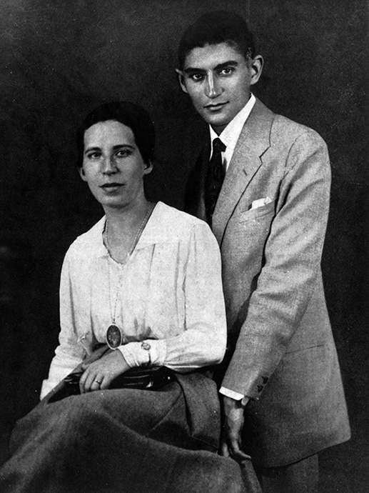 Black an white photo of man and woman - Felice Bauer and Franz Kafka