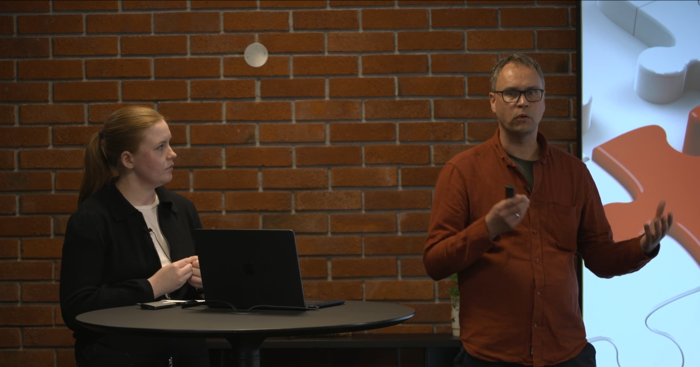 Karine Jonsrud Pedersen og Kjetil Rødje presenterer under HF:Studio lunsj