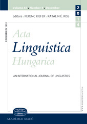 Acta Linguistica Hungarica front page