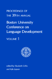 Bucld 39:​​​​​​​ Proceedings of the 39th Boston University Conference on Language Development front page