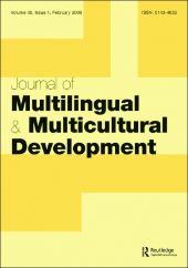 Front cover of the Journal of Multilingual and Multicultural Development, yellow patterned background with black lettering.